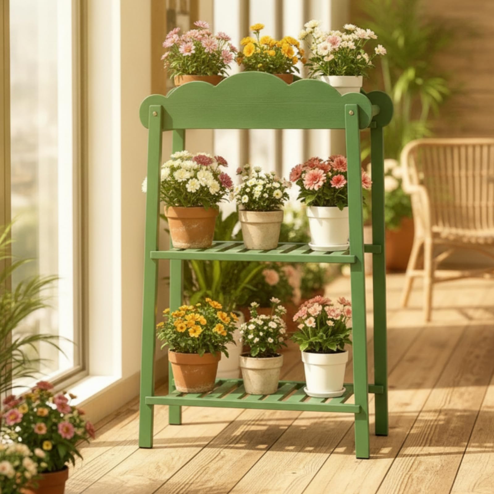 Gralara Fioriera Verticale a Tre Ripiani, 青森绿, 田园风落地高款 | Moderno, Durevole, Scaffale Portavasi, per Balcone, Soggiorno, Amanti Del Giardinaggio