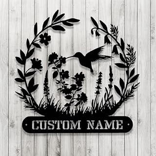 OPacific Garden Custom Metal Sign Art,Personalized Name Sign Garden Wall Art Decor,Custom Metal Sign Bee Flowers,Metal Sign for Home Decor Wall Hanging Outdoor Decorate Gifts