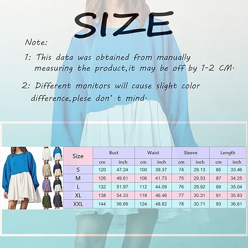 Miniatura 6 de Vestido de sudadera de gran tamaño para mujer, manga larga, cuello redondo, sin botones, ajuste relajado, mini vestido