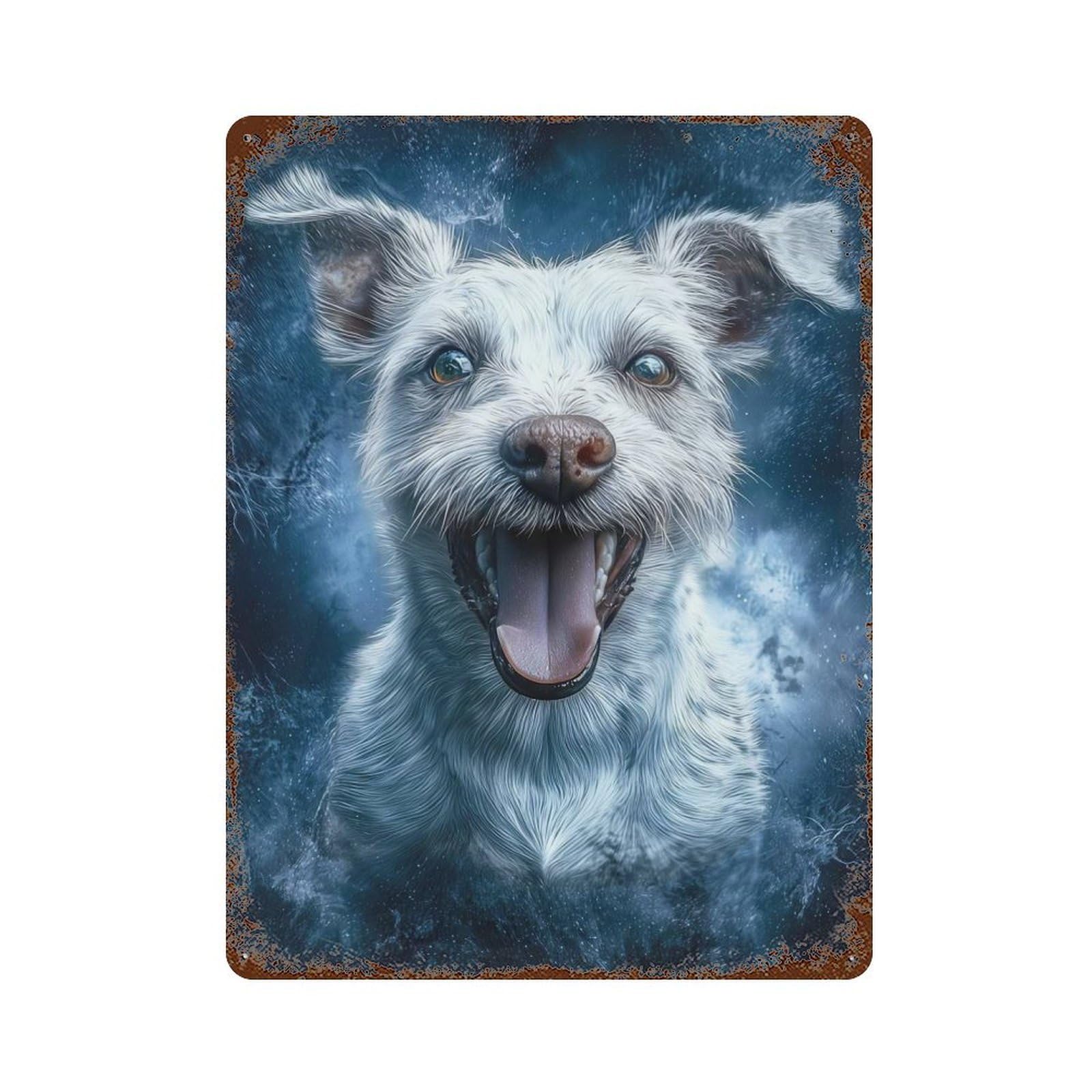 Garage Style Smiling Jack Russell Terrier Vintage Rust Metal Sign 15.7"x11.8", Industrial Home Decor for Bar And Workshop