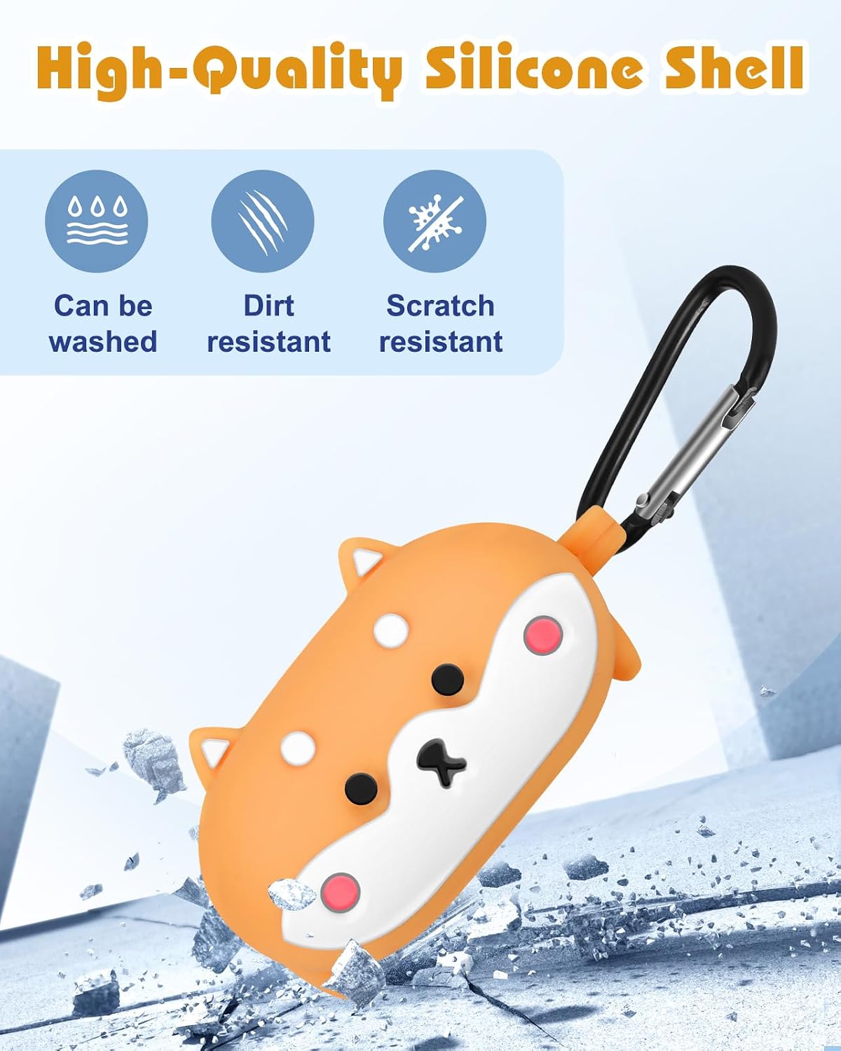 Boaretiu for Airpods 2nd/1st Case Cute Cartoon Kawaii - with Keychain Funny Design Cover Shell for Girls Teens Women Cases for Air Pods 2nd/1st, Dog image 4