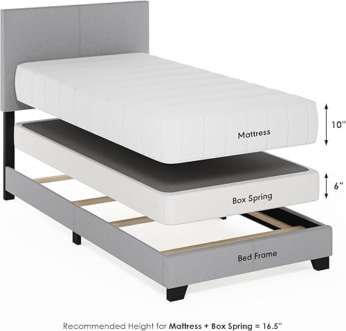 Miniatura 36 de Furinno Pessac - Marco de cama tapizado, piel sintética blanca, tamaño individual XL Blanco,Negro -,Glacier,Negro (plain