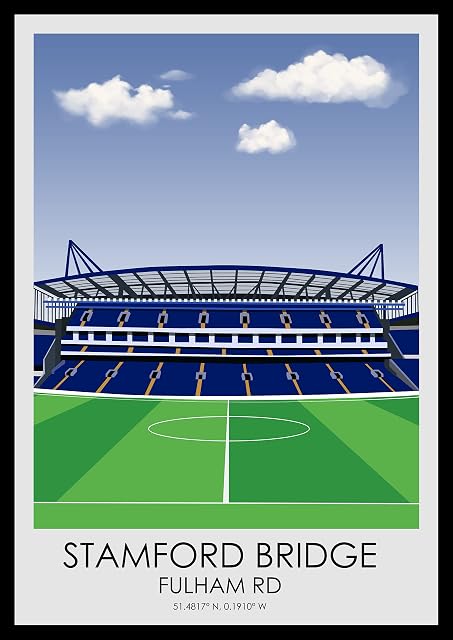 Hewson's Gifts Chelsea Football Stadium Print - Gift Present For Football Fan - Gift For Dad, Brother, Son - Football Gift (Chelsea A4 Size (Stamford Bridge))