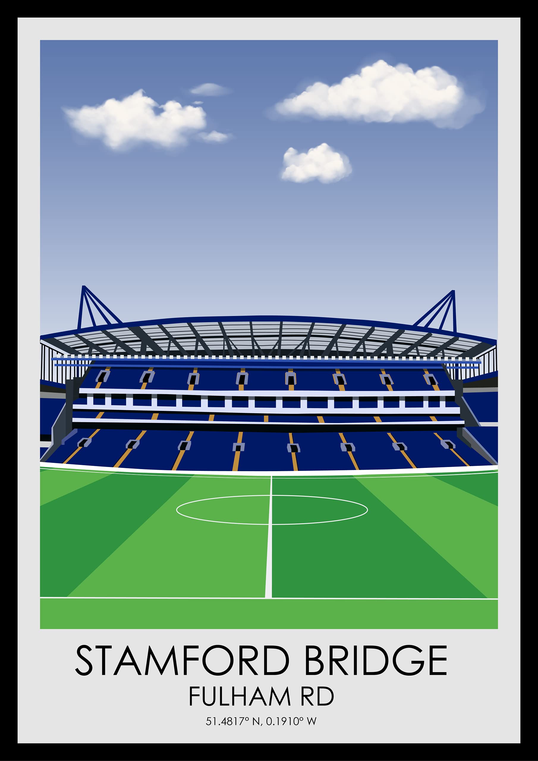 Hewson's Gifts Chelsea Football Stadium Print - Stamford Bridge A4 Size - Present for Dad, Brother, Son
