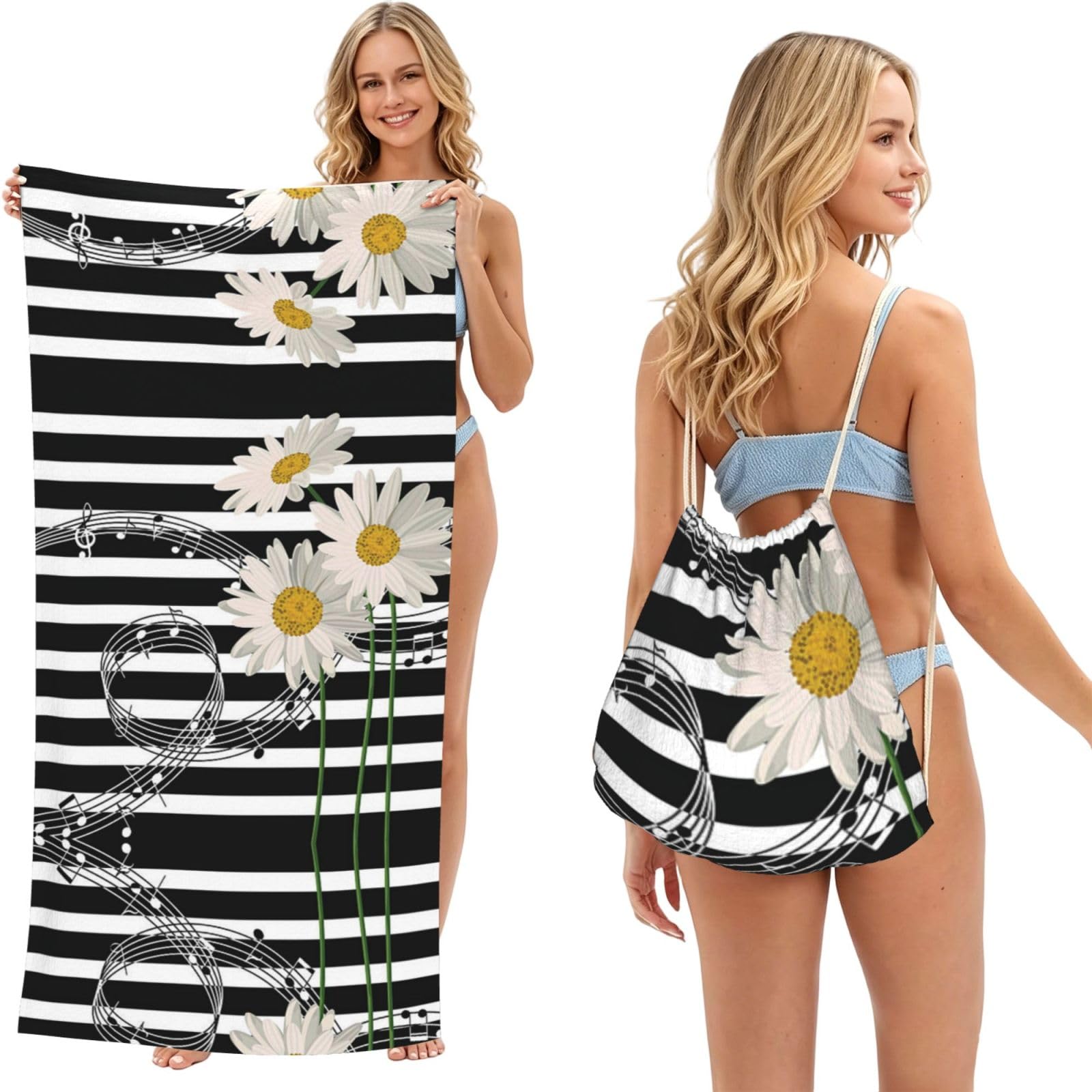 Serviette de plage imprimé floral 180x60cm pour piscine et yoga