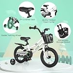 BABY JOY Les enfants font du vélo, 12 14 16 18 Inches Enfants Bicyclettes pour garçons Filles Âge 3-8 ans avec roues de formation, frein à main, freins sous-marins & Panier amovible, Vélo enfant de couleurs multiples