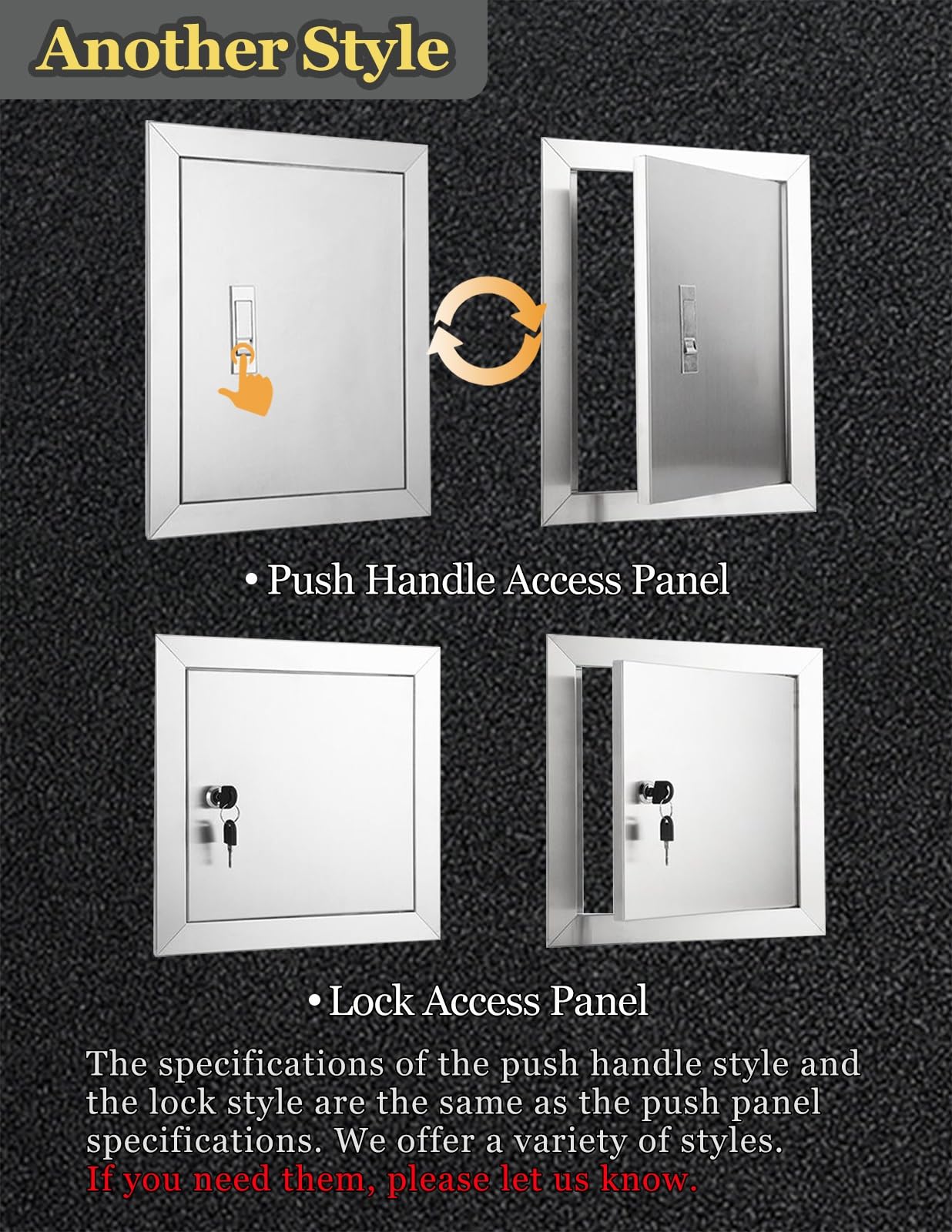Trampilla Pladur Panel de acceso de acero inoxidable cepillado de 6 x 6 pulgadas, montaje universal empotrado para paneles de yeso, plomería y electricidad, color plateado.(15x25cm(6x10in))