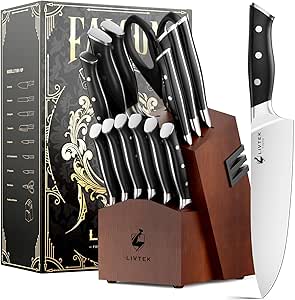 Livtek 15-piece knife set with block