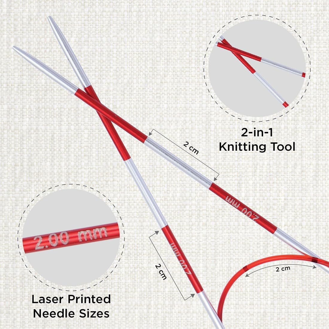 KnitPro Smartstix Fixed Circular Needles 16" (40cm) | US Size 0 (2mm)