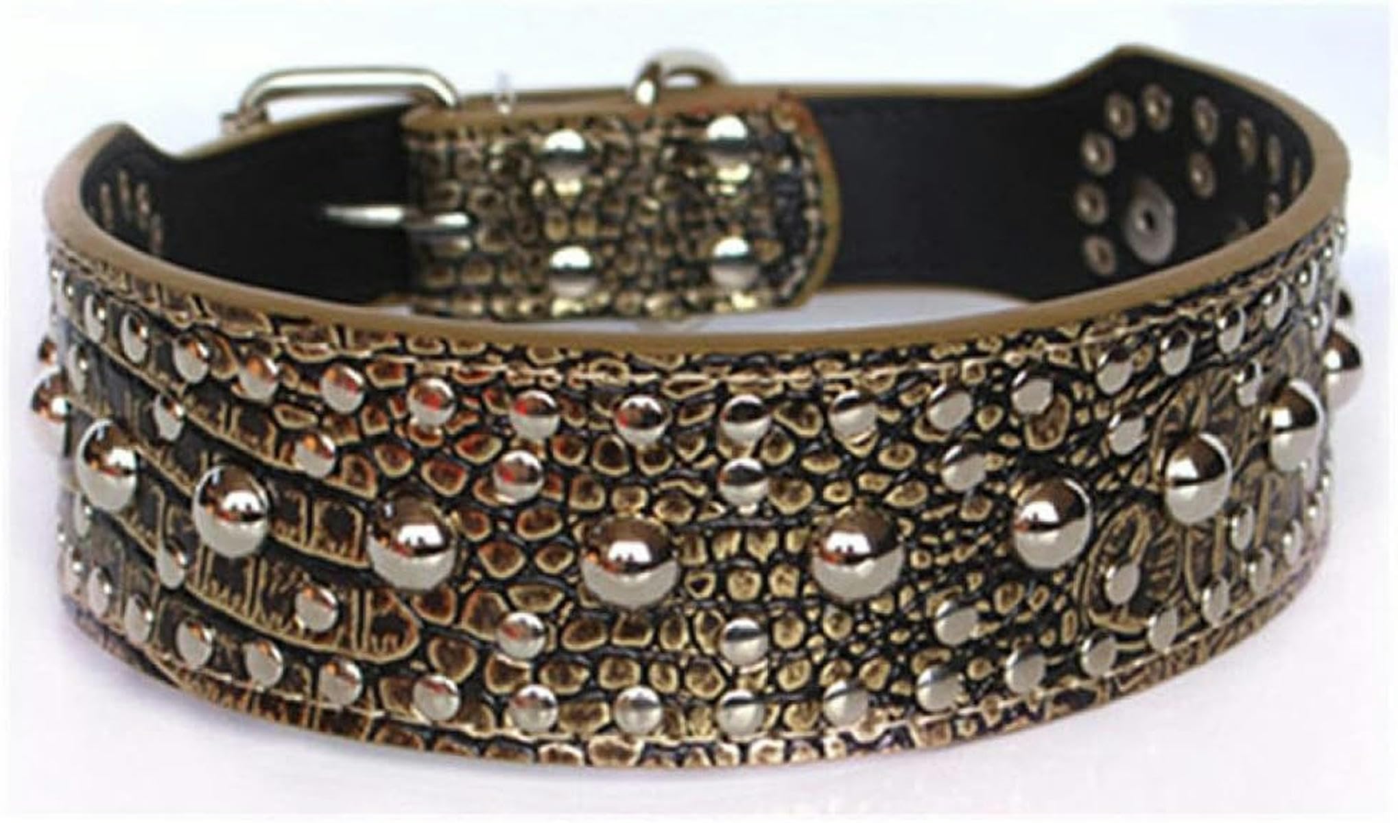 Hundezubehör, verstellbares Lederhalsband mit Nieten und Pilzbesatz, stilvolles und ansprechendes Halsband, rot, L