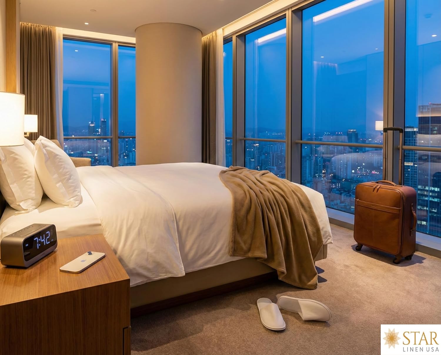 Serenity Fleece Blanket/Bed, Sofa, Couch Throw King Size - 100% Spun Polyester 320 GSM - Anti-Pill - Super Soft, Warm & Cozy 108 Inch x 90 Inch - Tan