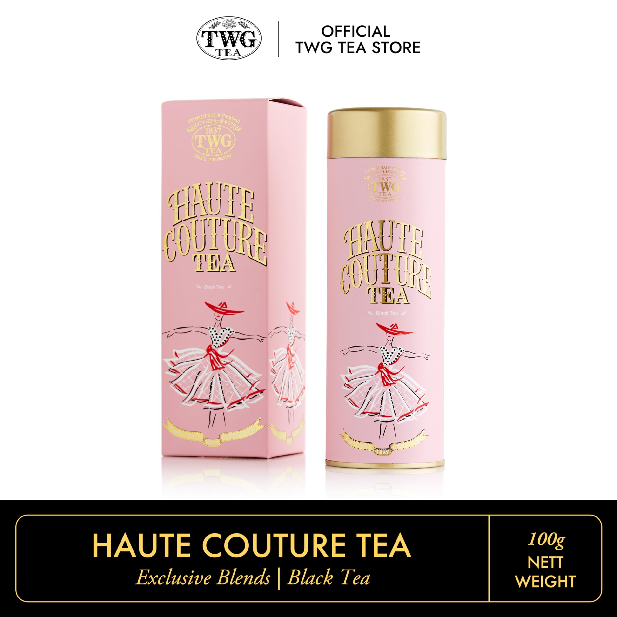 TWG Tea | Haute Couture Tea | Black Tea | Caramel & Rose | Haute Couture Tin, 100g | Gift Set