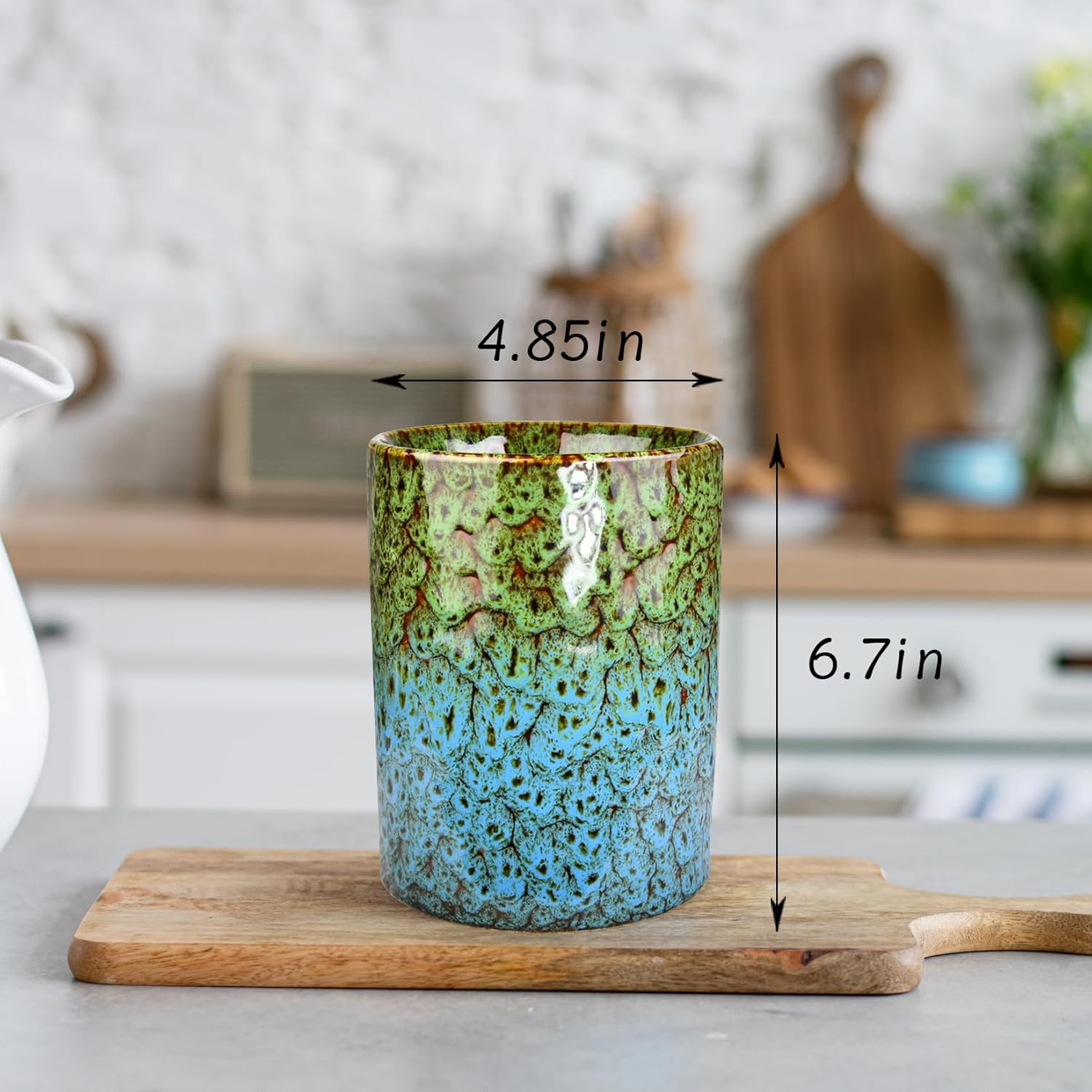 Ceramic Kitchen Utensil Holder for Countertop, Cooking Utensil Crocks for Kitchen Counter, Durable 16 oz Ceramic Coffee Mug, Coffee Cup with Ergonomic Handle, Ideal Tea Mug for Home, Office, Gift