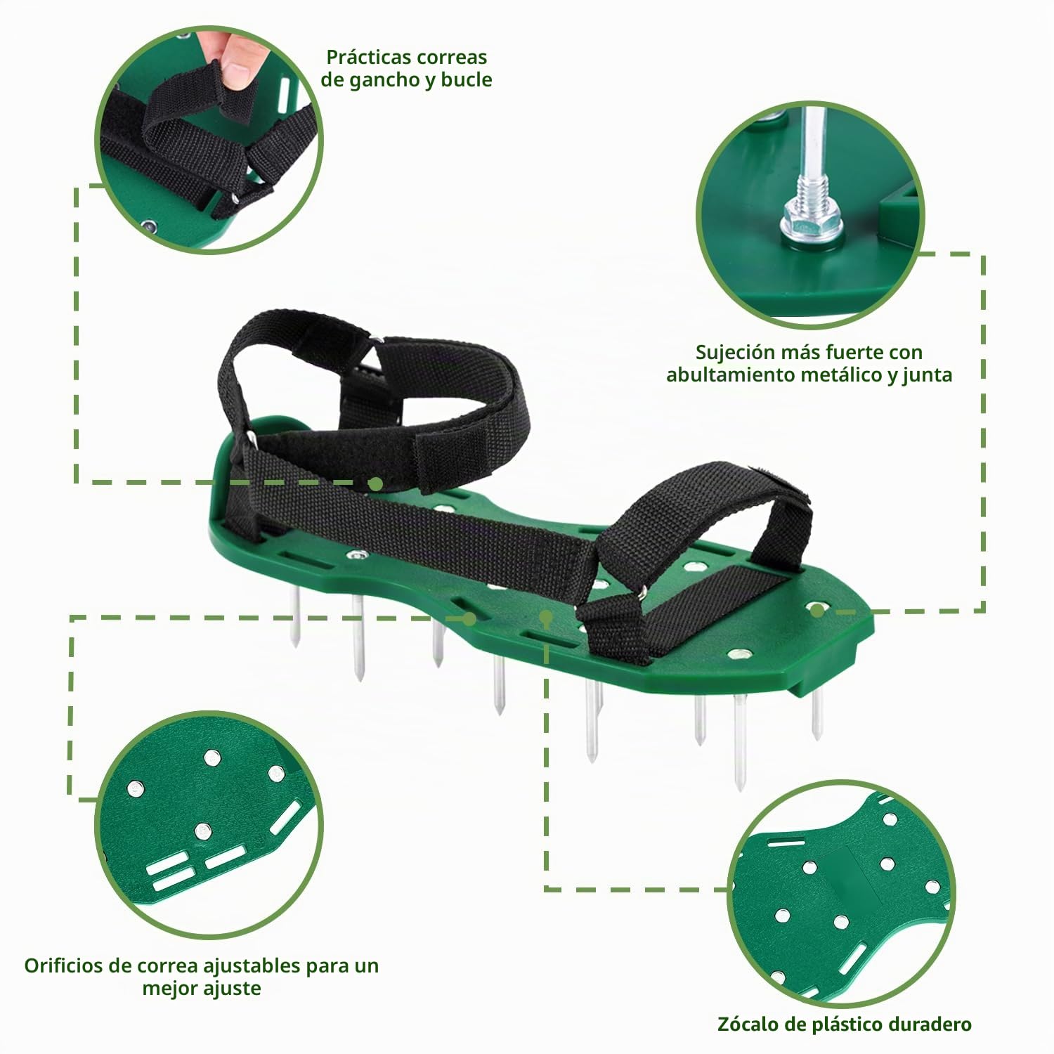 Ohuhu Zapatos Aerador de Cesped Sin Instalación, Zapatos Jardín de Césped con Pala de Acero Inoxidable Sandalias Zapatos con Puntas, Talla Universal para Todos Los Zapatos