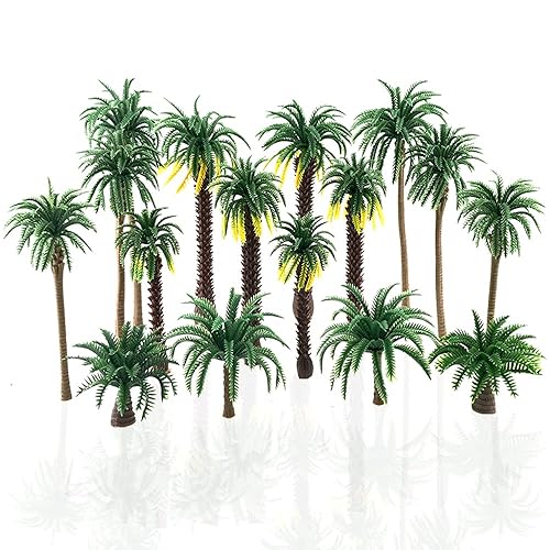 16 Pieces Plastic Model Tropical Coconut Palm Tree Cake Topper