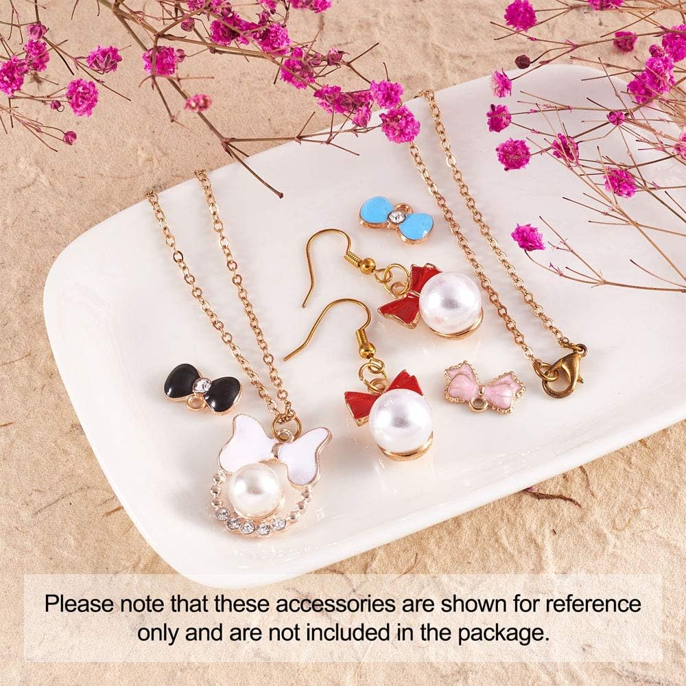 Beadthoven 48pcs 7 Styles Cute Alloy Enamel Bow Charm Pendants Light Gold Plated Pearl Bowknot Theme Mini Pendants for DIY Earring Bracelet Necklace Jewelry Making Keychain Accessories - Image 7