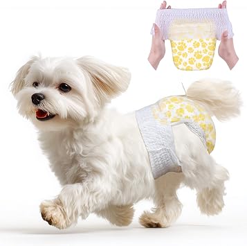 Dono Dog Diapers Female with Stretchy Waist-96Pcs, Disposable Full Wrap Female Puppy Dog in Heat Period Diapers, 360 Leak-Proof Super Absorbent Doggie Puppy Diapers XS-96 Count