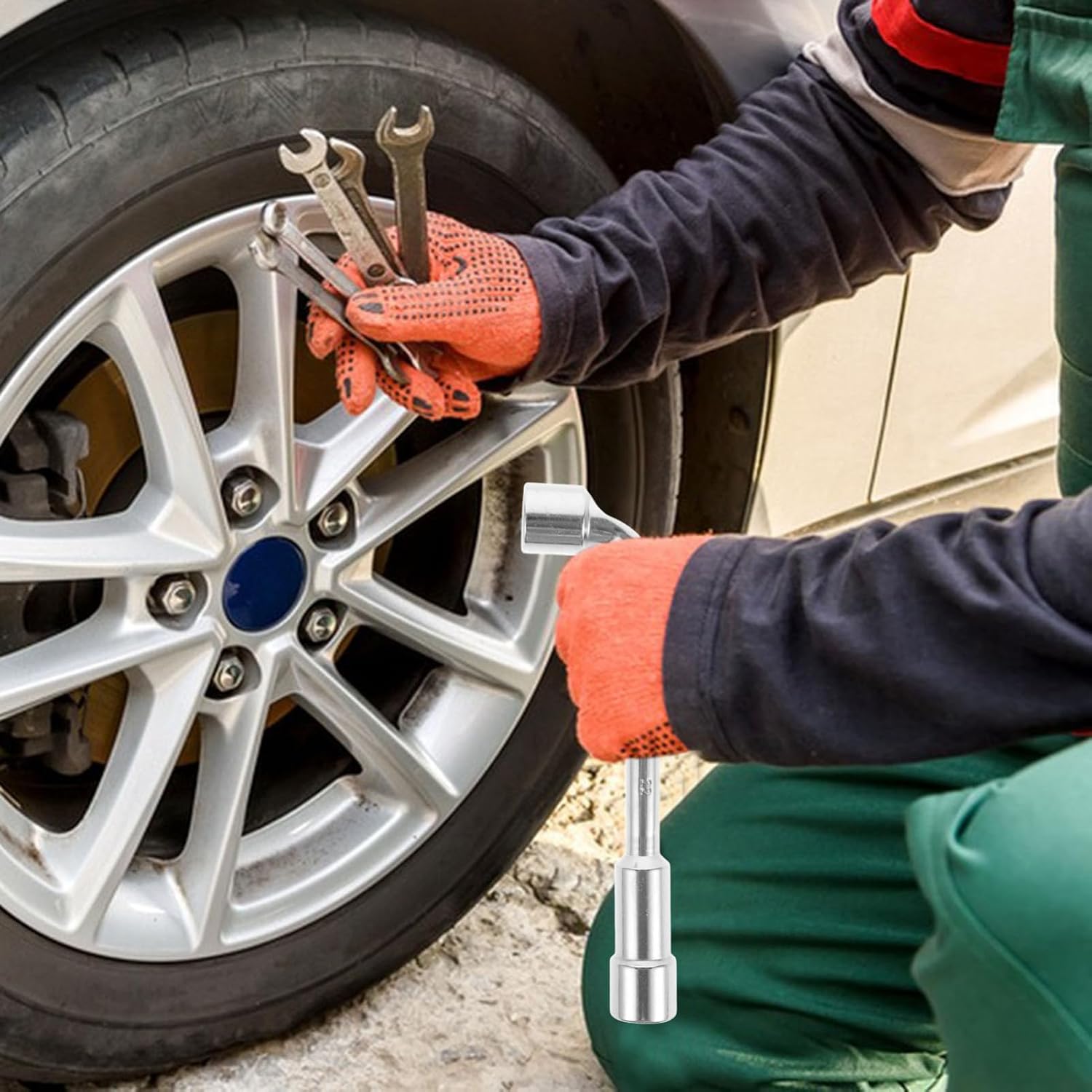 Shaped Lug Wrench for Tire Removal Chrome-vanadium Spanner Tool and User-friendly Design for Automotive Maintenance
