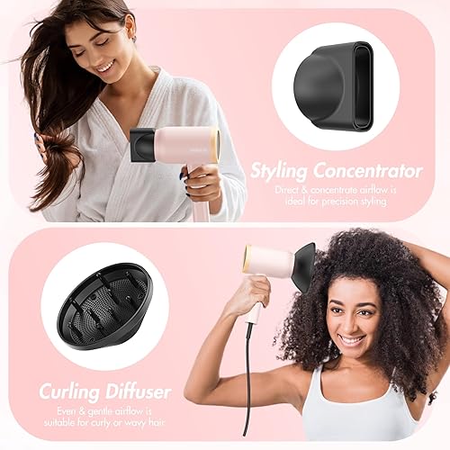 Miniatura 5 de ANIEKIN Secador de pelo, secador de pelo de secado rápido de 1875 vatios con difusor y concentrador, secador de pelo compacto y ligero para mujeres