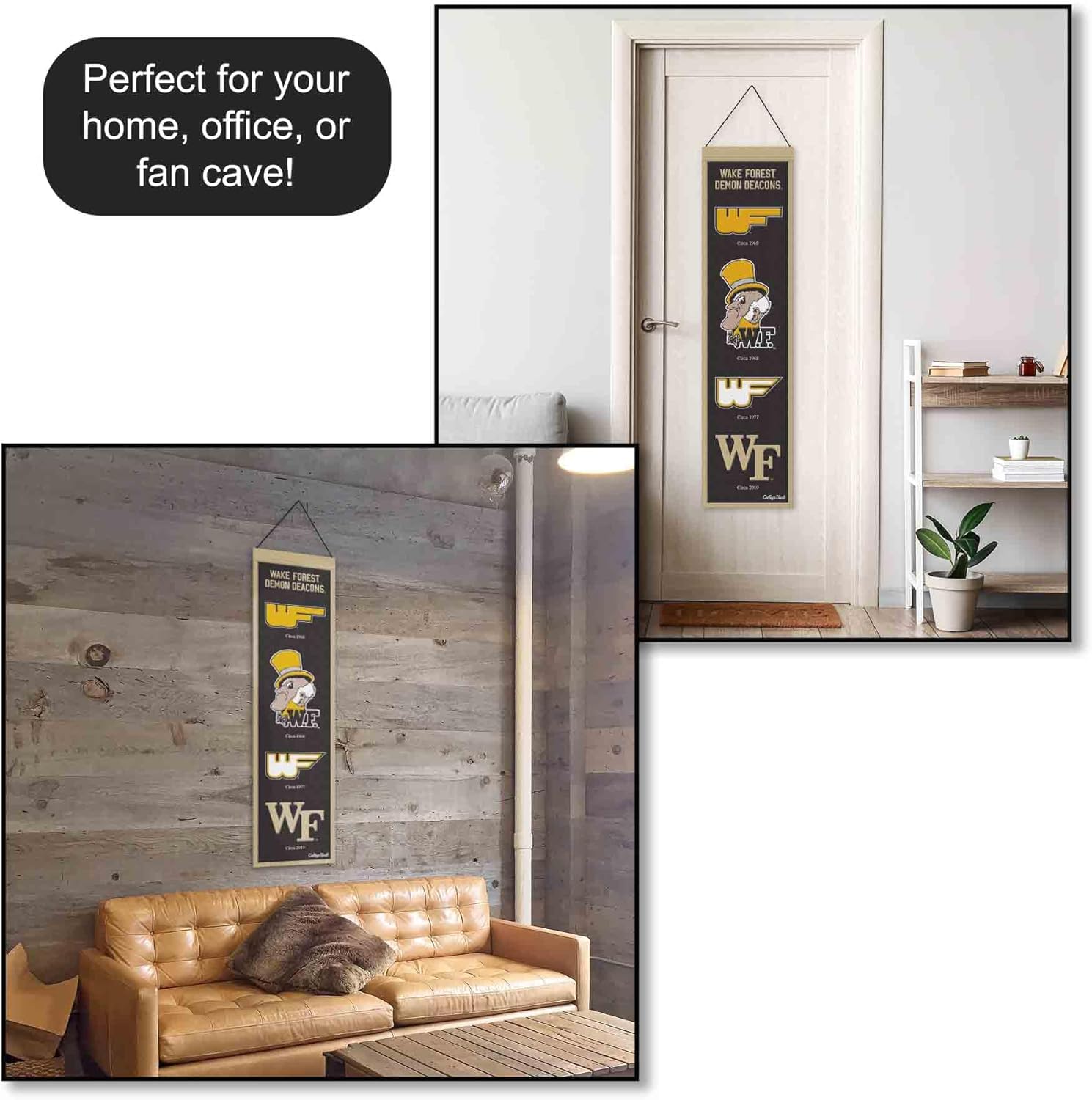 WinCraft Wake Forest University Demon Deacons Evolution 8x32 Inch Vertical Wool Embroidered Hanging Banner