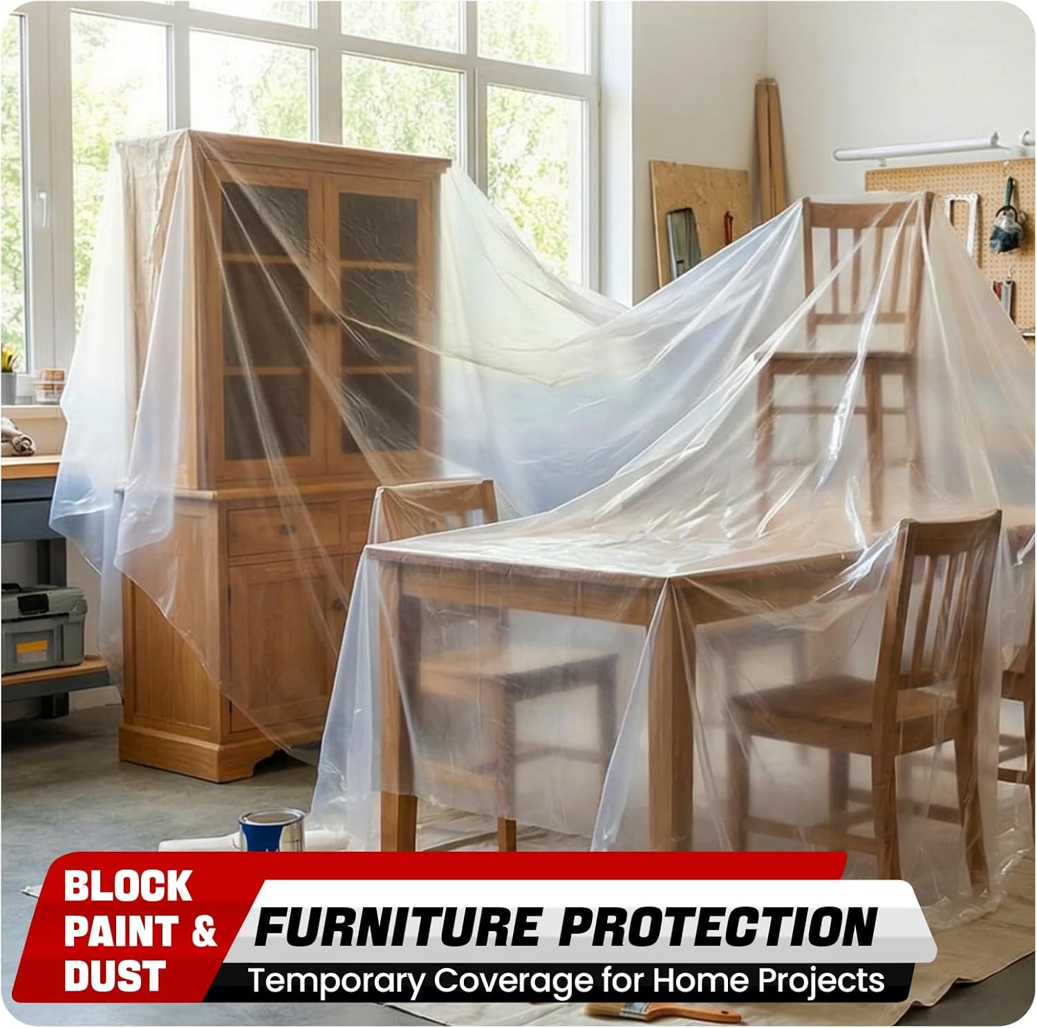 5' x 100' 10 Mil Heavy Duty Clear Plastic Sheeting, UV Resistant Tear-Proof for Greenhouse, Construction, Painting, Farm & Floor Protection, Polyethylene Sheeting, Clear