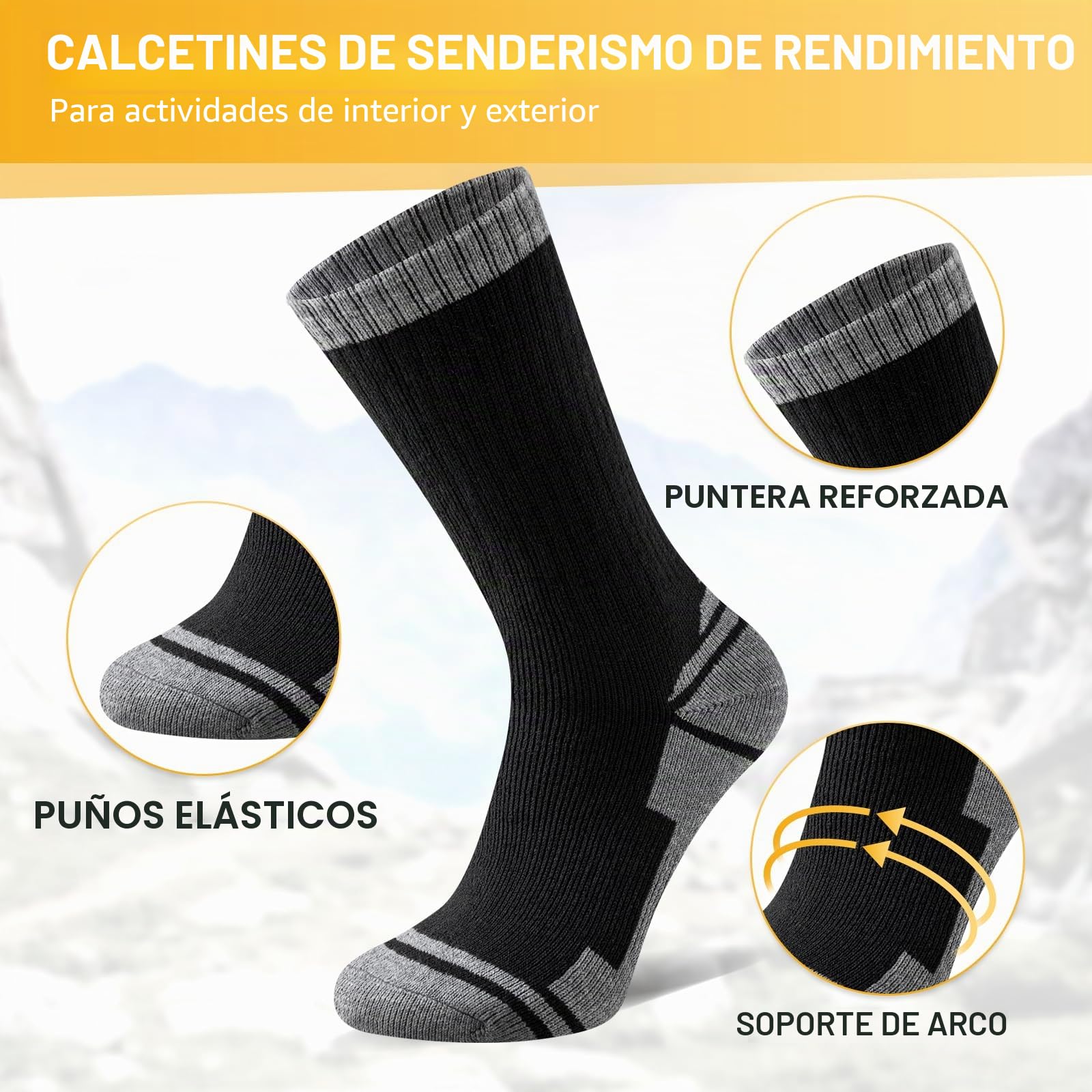 Calcetines Trekking Lana Merino Antiampollas Acolchado Transpirables 3 Pares
