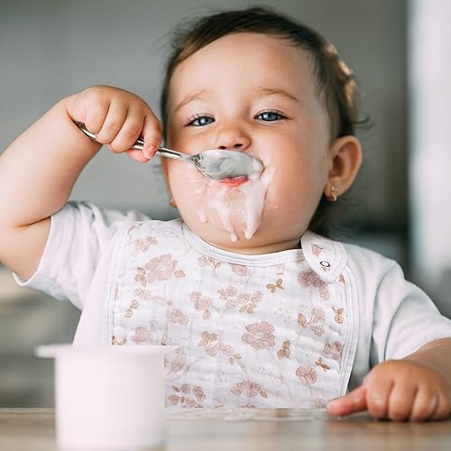 Miniatura 3 de Baberos de muselina a presión para niños y niñas, paquete de 3 baberos para bebés, recién nacidos y niños pequeños, babero de muselina 100% algodón