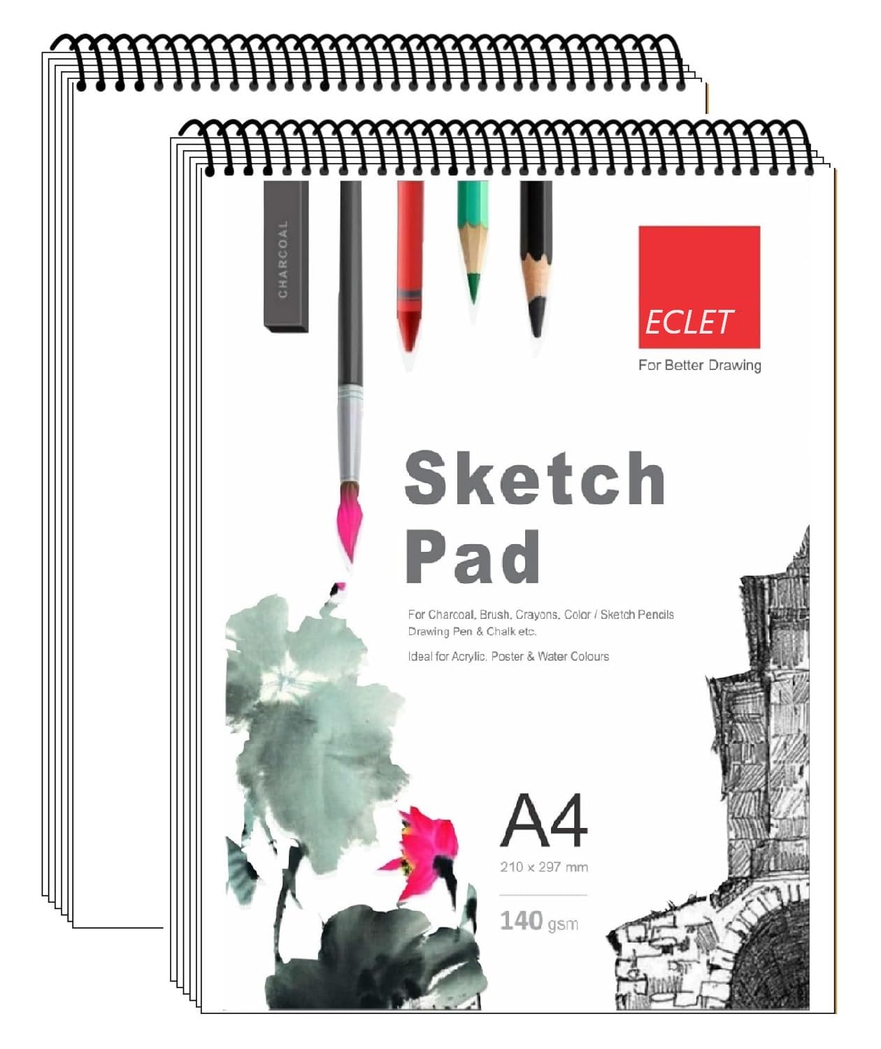 Eclet 50 Sheet A4 Sketchbook Pack of 2140 GSM Top SpiralBound