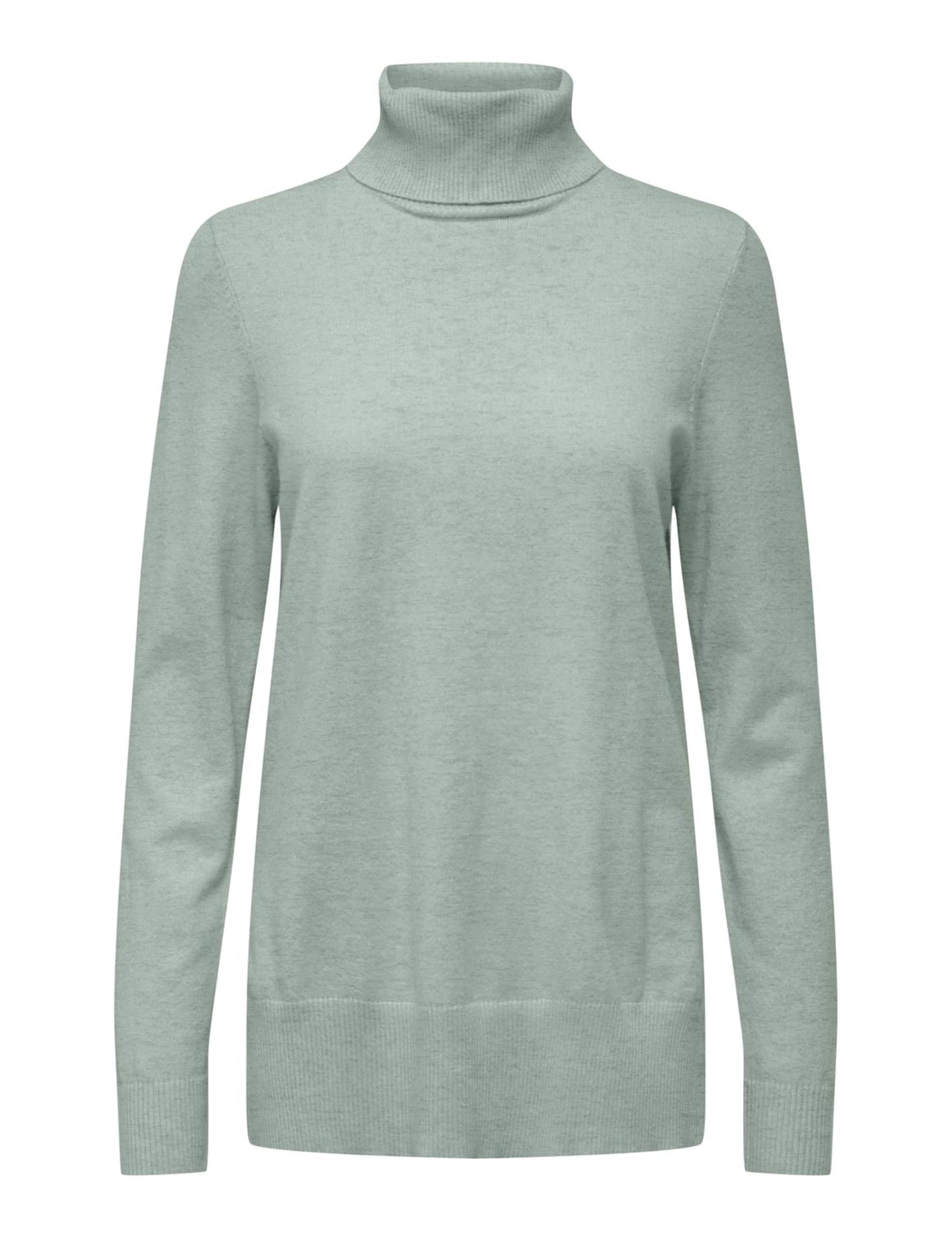 ONLY Women's Onlibi Ls Long Slit Rollneck Cc KNT Knitted Jumper, Aqua Grey/Detail: Melange, S