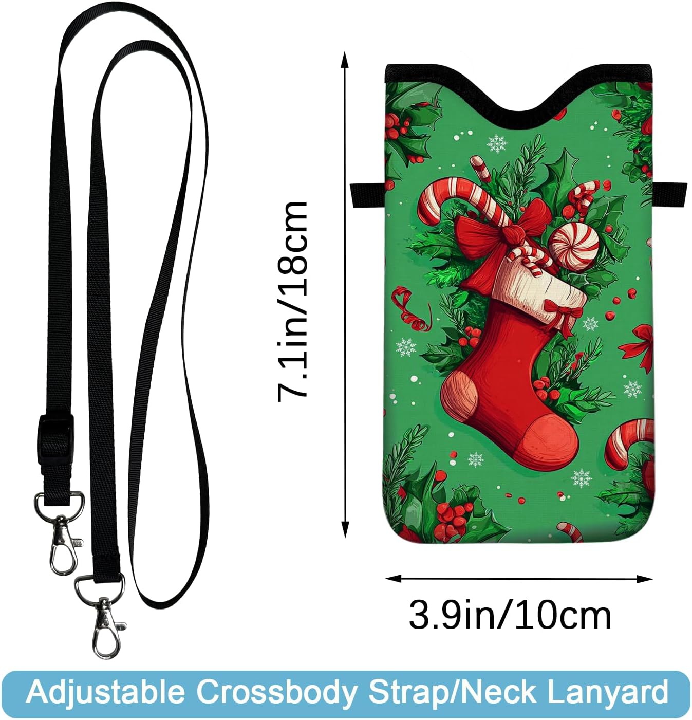 Neoprene Cell Phone Sleeve Pouch Case Bag with Crossbody Strap Neck Lanyard for Women 7.1 X 3.9 in - Image 2