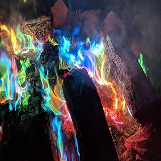 BASOYO Long Lasting Colour Changing Flame Display Dust Powder, Magic Neon Flames Fire Colourant, Create A Vibrant Rainbow-colored Flame for Bonfire Party Magic