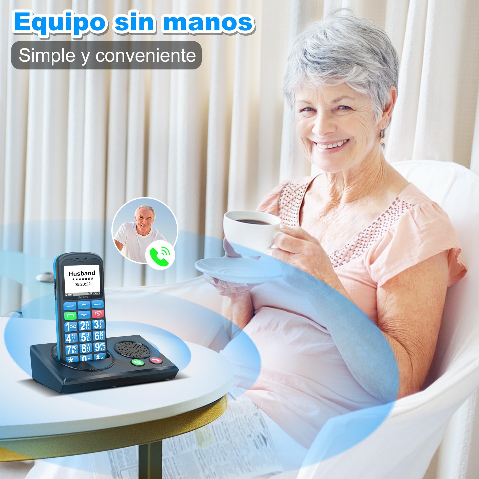 CHAKEYAKE Teléfono Móvil para Mayores 4G Libre, Teléfono para Personas Mayores con Teclas Grandes, Bluetooth y Base de Carga, Volumen Alto, Botón SOS, Marcación Rápida, Radio FM