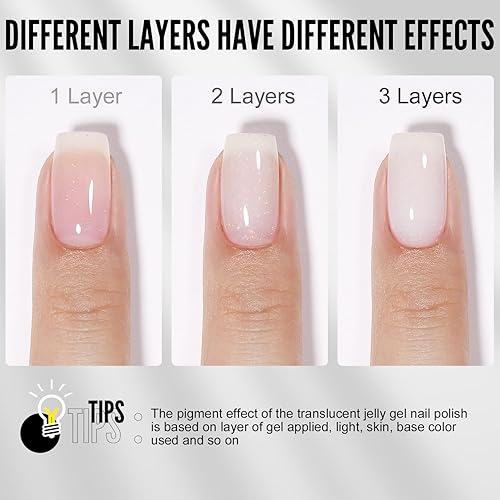 Miniatura 2 de YOKE FELLOW Esmalte de uñas de gel con purpurina, 0.3 onzas líquidas, esmalte de uñas de gel transparente color blanco lechoso con purpurina láser