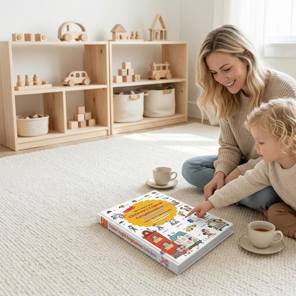 2Pcs Touch & Listen Educational Sound Book – 500+ Words, 18 Themes, No Screens Required – Rechargeable Interactive Learning Toy for Boys & Girls