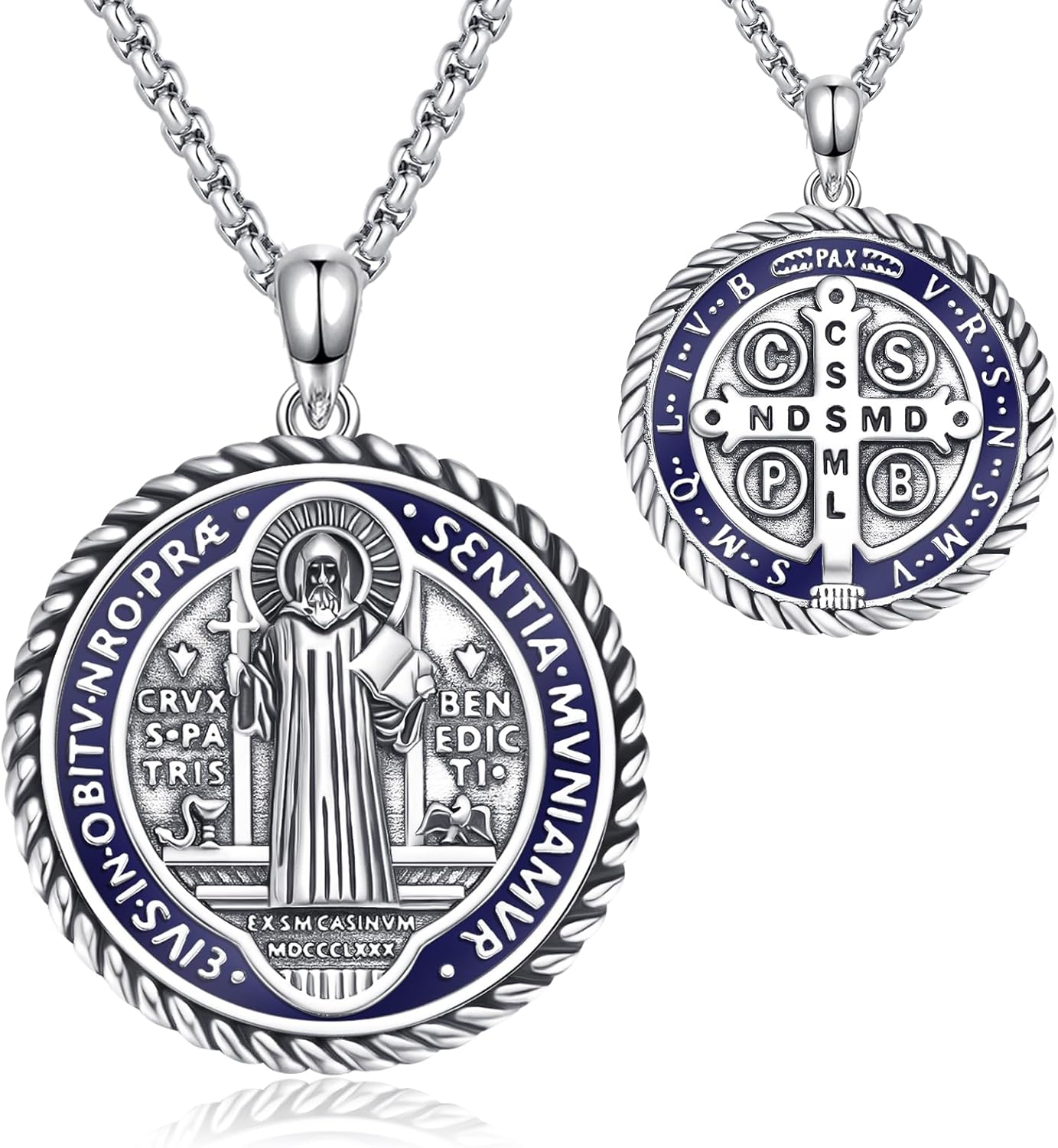 925 Sterling Silver St Michael/St Benedict/Virgin Mary Miraculous Medal Necklace Protection Amulet Pendant Catholic Medallions Jewelry