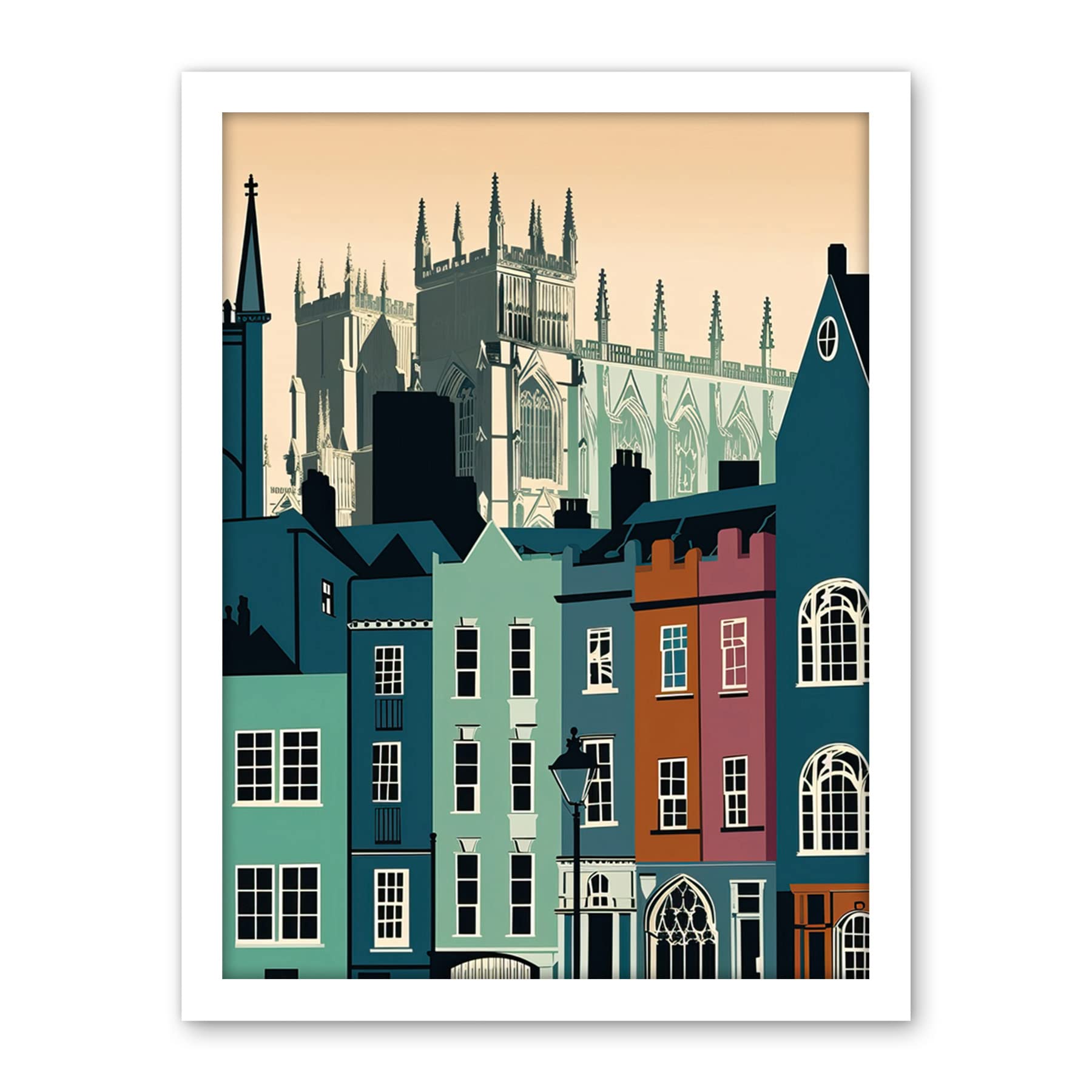 Artery8 York Minster and Shambles Street Cityscape Artwork Framed Wall Art Print 18X24 Inch