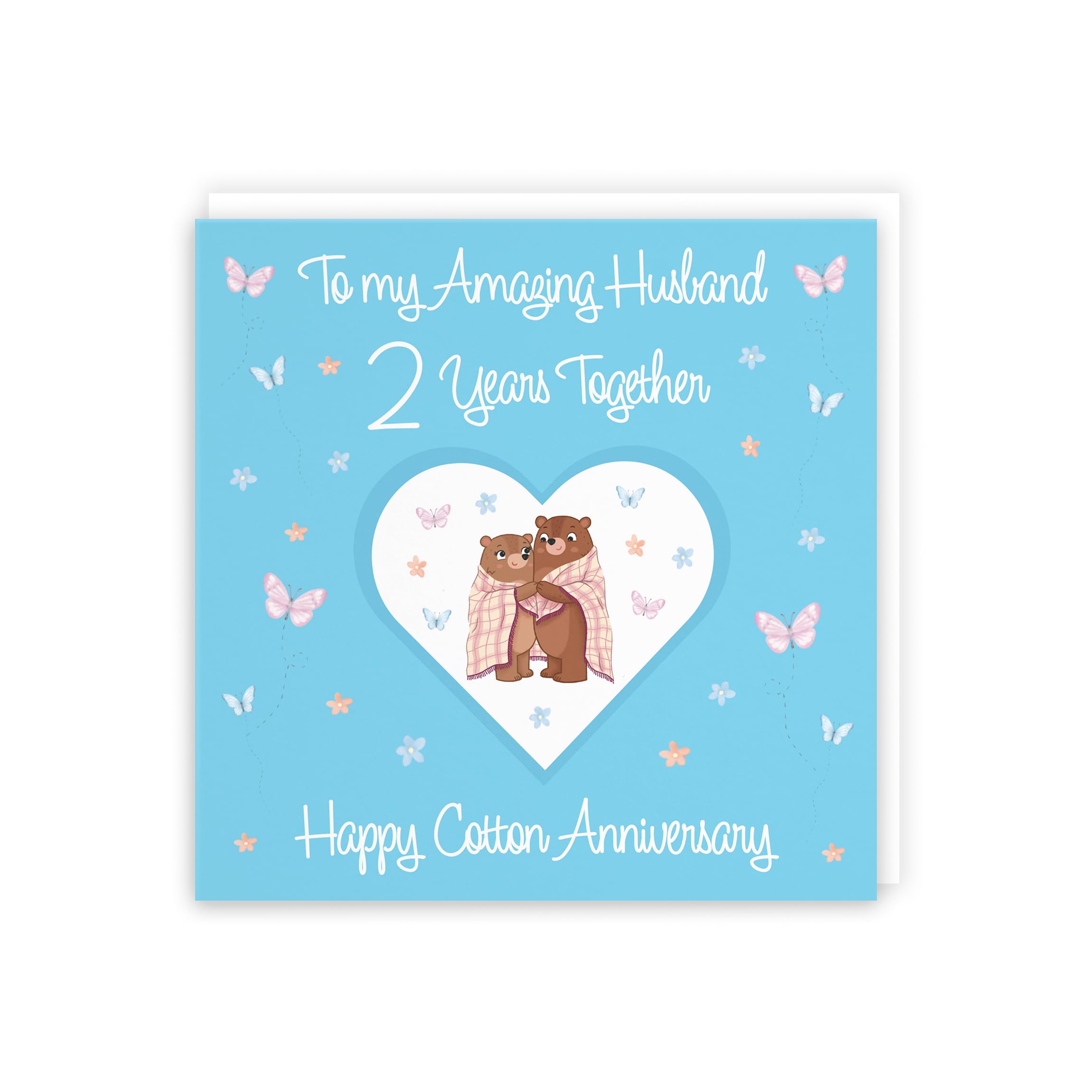Hunts England, Husband 2nd Anniversary Card, 2 Years, Cotton Anniversary, Romantic Meadows, Fun Card - Image 3