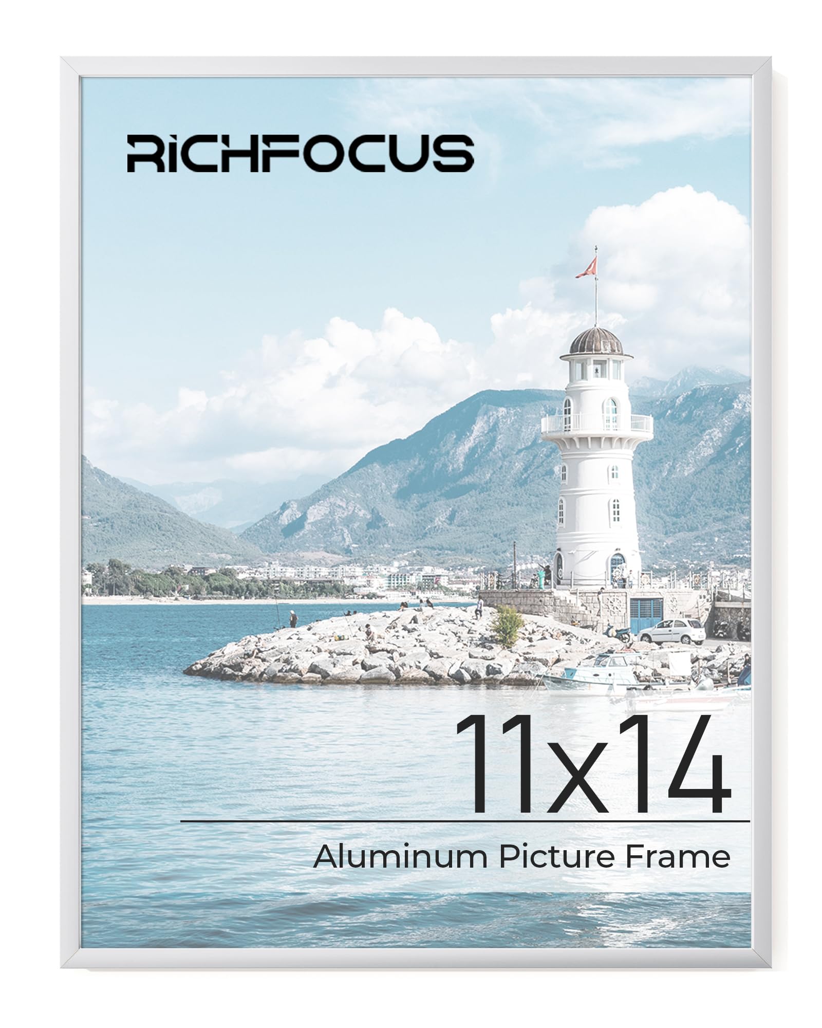 RICHFOCUS 11x14 Picture Frame with Mat for 8x10|11 x 14 Modern Photo Frame Silver|11x14 Metal Aluminum Frames for Wall Mounting|Hanging Hardwares Included, Set of 1