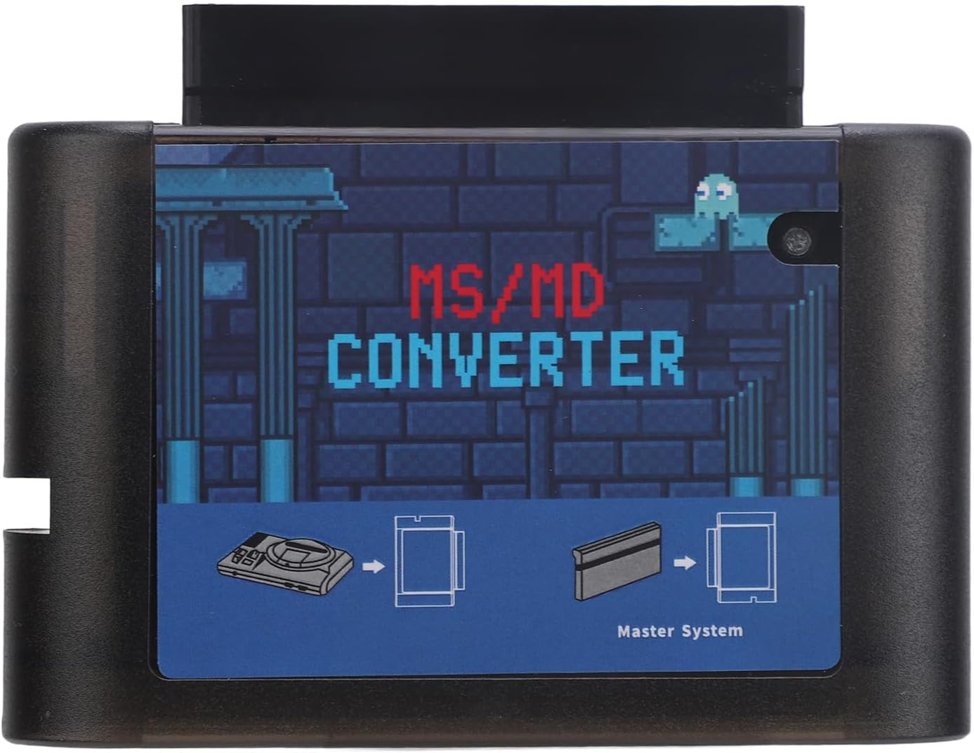 Game Card Converter, Adapter for Retron 5 3 2 and Mega Drive Genesis, Black Transparent Video Cassette Converter, MS to MD Converter