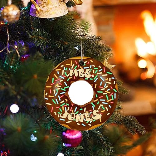 Miniatura 3 de Two-Side Printed Custom Name on Donuts Ceramic Christmas Ornament, Novelty for Family Friends Kids, Donut Lovers Gifts Christmas Keepsake Pendants