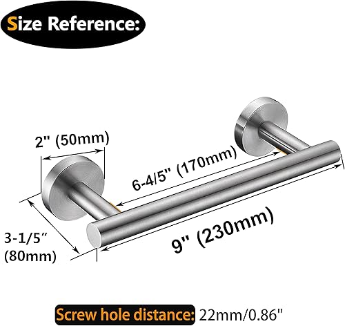 Miniatura 3 de Nolimas Toallero de mano de acero inoxidable SUS 304 de 9 pulgadas para baño, soporte redondo montado en la pared para cocina, baño, sala de estar e