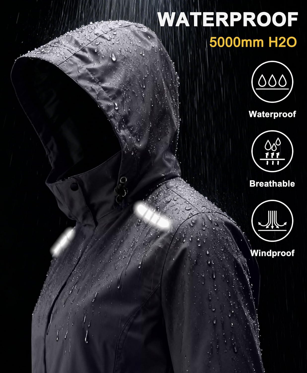 Little Donkey Andy Women's Rain Jacket Hiking Jackets Long Lightweight Jacket Waterproof Windbreaker with Removable Hood