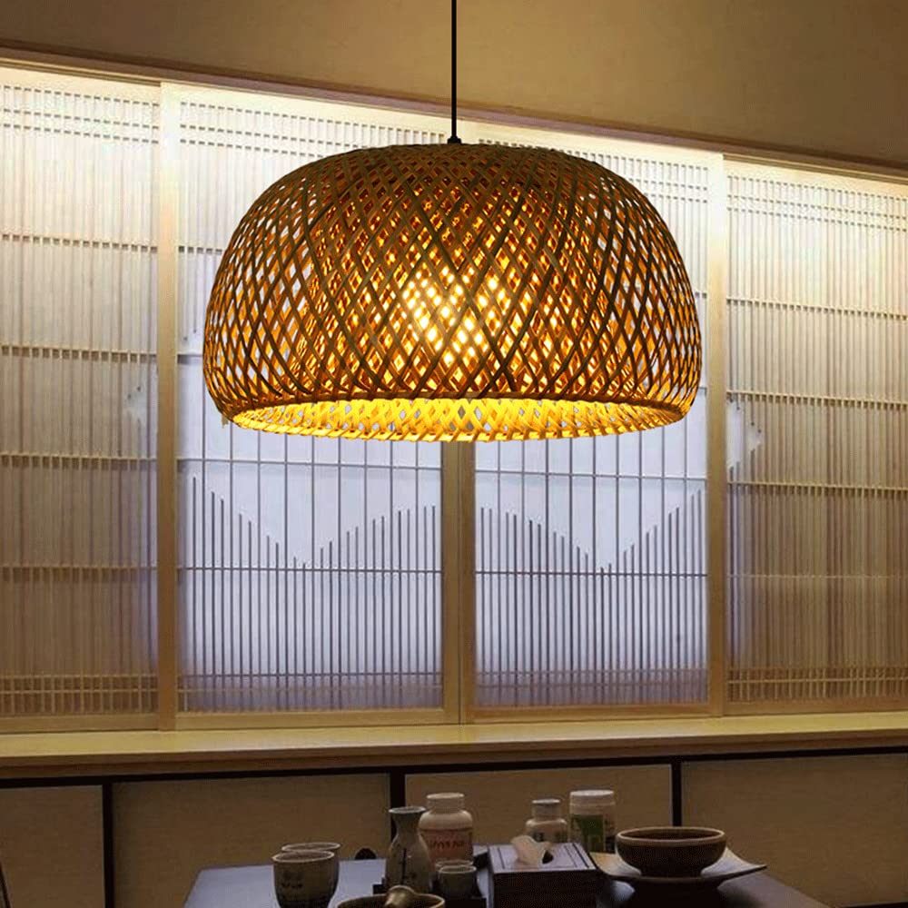 Lampa Wisząca Stylu Pasterskim Ręcznie Tkane Bambusowe Lampy Wiszące Okrągła Kreatywna Lampa Wisząca Latarnia Japoński Klosz Lampy Sufitowej Wikliny Oprawa Oświetleniowa Kolorze Podstawowym STARZE