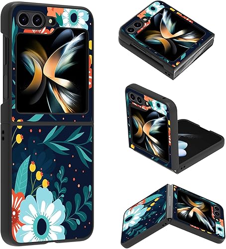Fiyart Funda diseñada para Samsung Galaxy Z FLip 5 5G, diseño de flores para mujeres y niñas, con diseño floral para Galaxy Z FLip 5-Florals