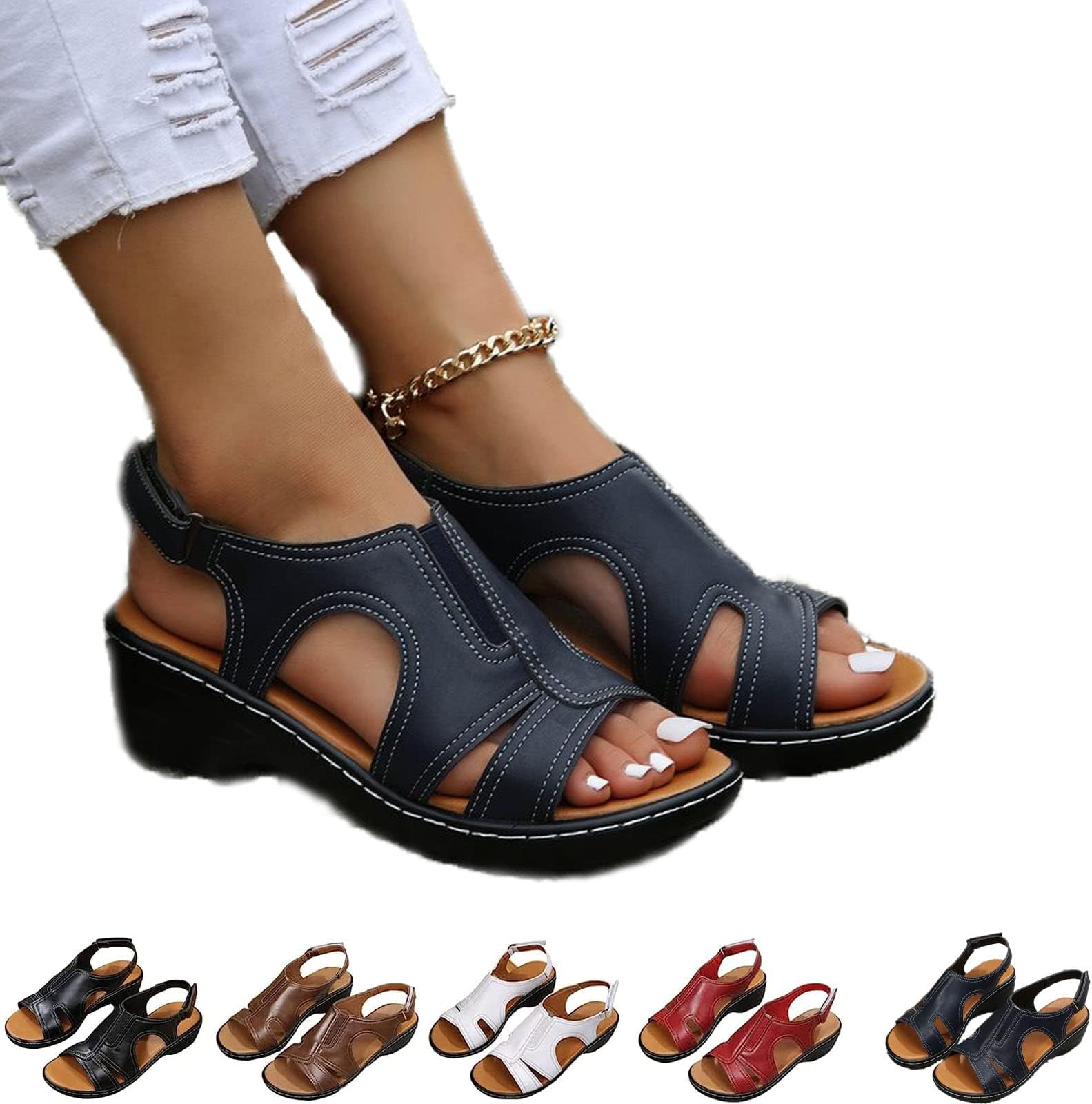 ZAIM Libiyi Women's Comfy Orthotic Sandals, Fish Mouth