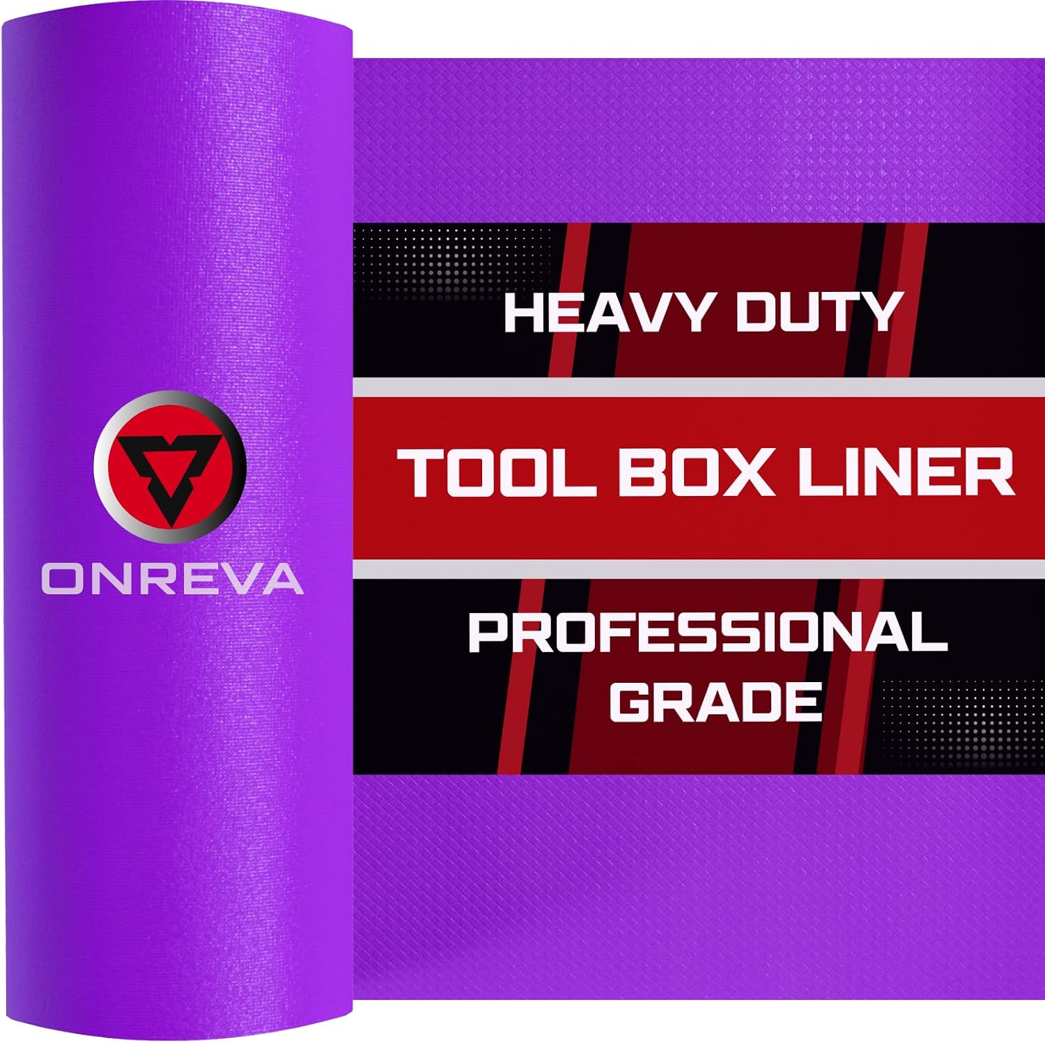 ONREVA Tool Box Liner 24" Wide x 24 Ft, 1/8" Thick Heavy Duty Toolbox Drawer Liners for Tool Chest Cabinet Workbench & Garage Shelf, Protective Non-Slip Mat for Mechanics & Workshops, Purple