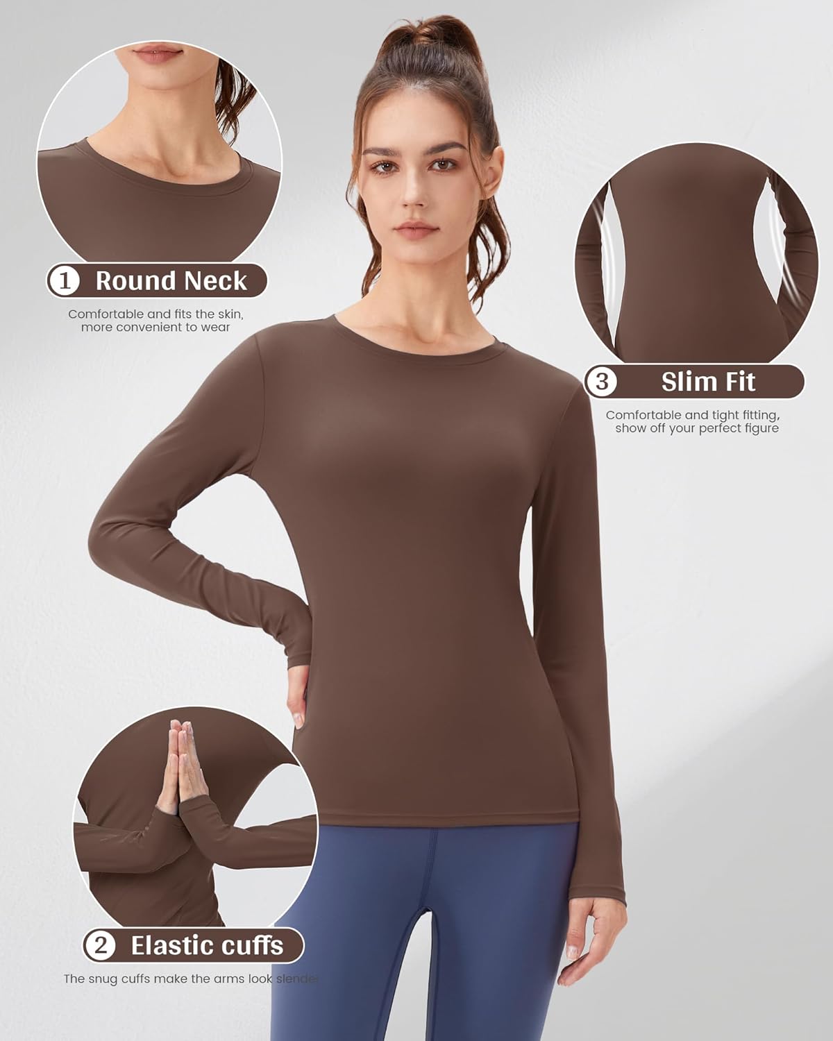 SPVISE Long Sleeve Compression Shirts for Women Workout Tops Cool Dry Breathable Yoga Running Hiking T-Shirt Fitted Basic Top - Image 4