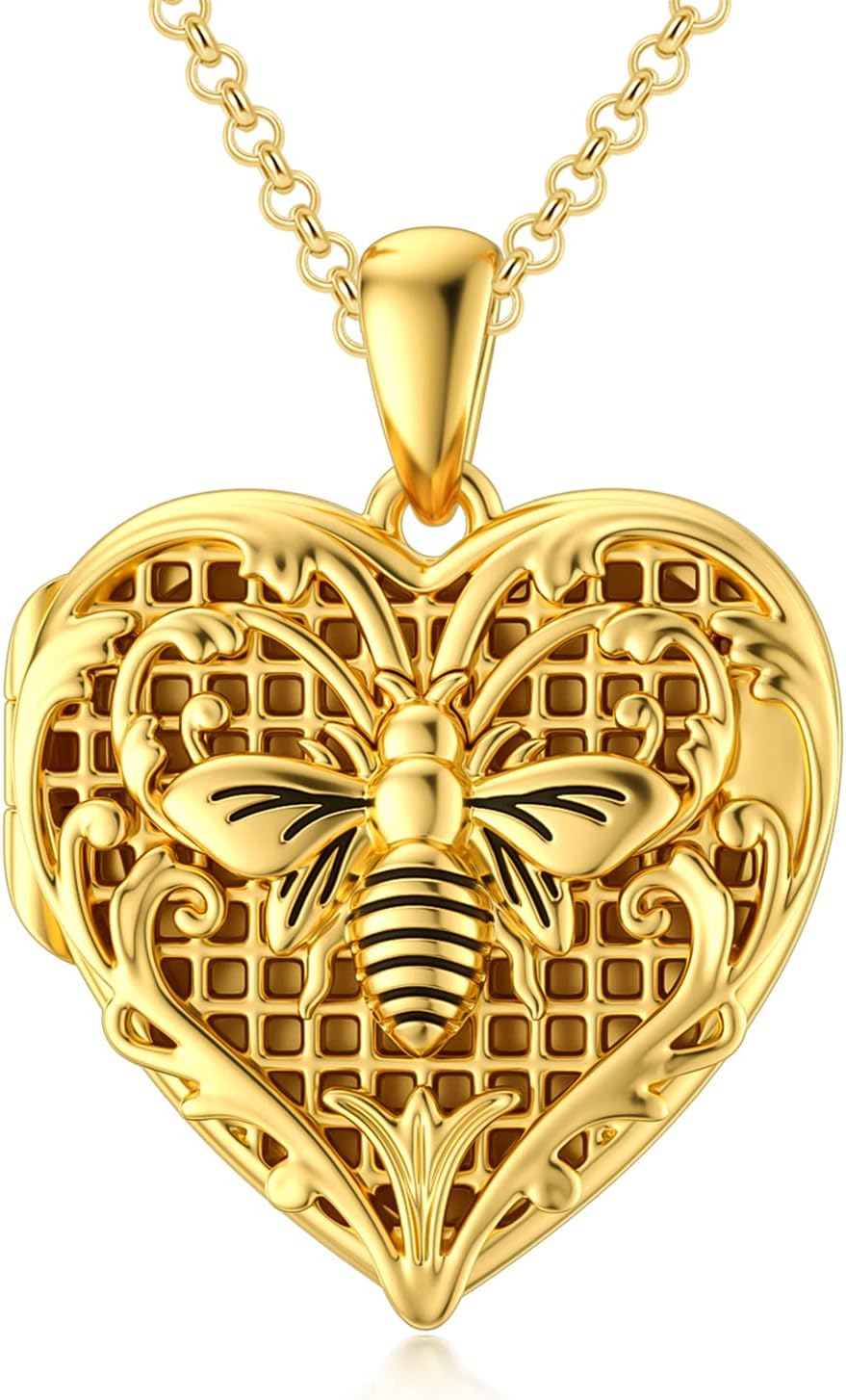 SOULMEET Personalized Silver Locket Necklace That Holds Pictures Photo Keep Someone Near to You, Memorial Custom Lockets Necklaces Letters Engraving for His Her