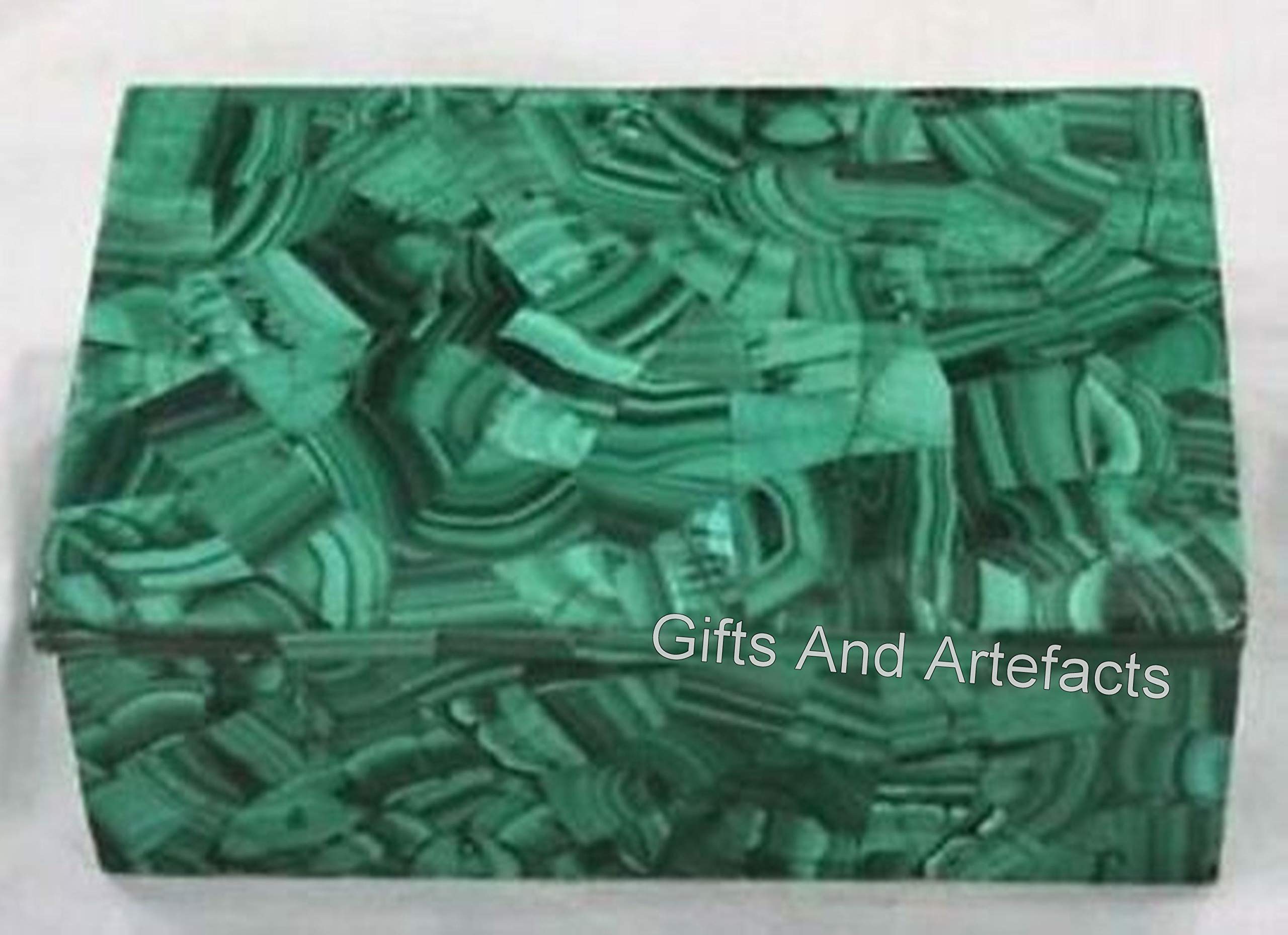 Boîte à bijoux en pierre malachite verte pour embellir votre coiffeuse ou table de nuit