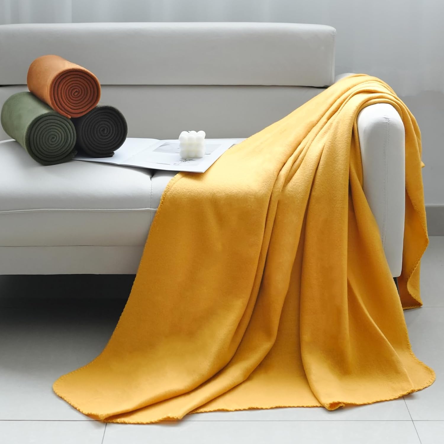 ZYFZCYBL Fleece Throw Blanket Blankets Bulk 6 Pack Soft Lightweight for Cozy Polar Fleece 50 x 60 Solid Pet-Friendly Colorful Bed Sofa Couch Fleece Fabric Travel Wedding Gift（Assorted 3） - Image 4